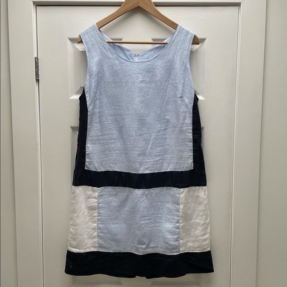 Italian Linen Colourblock Shift Dress - Picture 1 of 4